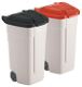 Viereck-Container H860xB560xT520mm beige 100l Deckelfarbe rot m.Rädern