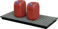 Regalwanne L1300xB620xH80mmPE schwarz m.Gitterrost 40l CEMO