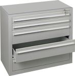 Schubladenschrank H900xB1000xT500mm lichtgrau 2x100,3x200mm Schubl.f.Steckregal
