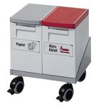 Wertstoffsammler 2x15l H460xB405xT350mm grau rot/grau fahrbar GRUBER SYSTEME