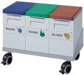 Wertstoffsammler 3x15l H460xB605xT350 grau blau/grün/braun fahrb.GRUBER SYSTEME