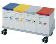 Wertstoffsammler 4x15l H460xB805xT350 grau blau/gelb/grau/rot fahrb.GRUBER SYSTE