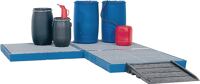 Flachwanne L1500xB800xH150mm PE m.PE-Gitterrost Auffangvolumen 125l