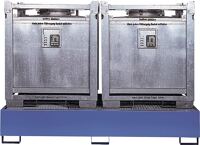 Auffangwanne 1000l L2680xB1300xH480mm Stahlbl.m.Gitterrost himmelblau LACONT