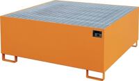 Auffangwanne 1000l L1460xB1460xH630mm Stahlbl.m.Gitterrost gelborange BAUER