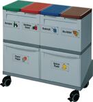 Wertstoffsammler 4x15 l,2x30l H675xB800xT315mm grau/grün,rot,blau,braun