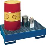 Auffangwanne f.8x200l Fässer L2700xB1350xH235mm Stahlblech enzianblau m.Rost