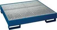 Auffangwanne f.4x200l Fässer L1250xB1310xH270mm Stahlblech enzianblau m.Rost