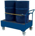 Auffangwanne 2x200l Fässer L1200xB800xH1000 fahrbar Stahlblech enzianblau m.Rost