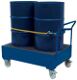 Auffangwanne 2x200l Fässer L1200xB800xH1000 fahrbar Stahlblech enzianblau m.Rost