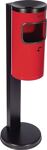 Standabfallascher D180xH825mm rot/schwarz kippbar Stahlbl.TKG