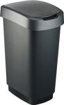 Wertstoffsammler TWIST 50l H602xB298xT401mm schw.Deckelrand dunkelsilber ROTHO