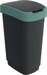 Wertstoffsammler TWIST 50l H602xB298xT401mm schwarz Deckelrand grün ROTHO