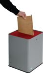 Papiersammler 21,9l H420 verzinktes Stahlbl.pulv.silber,Deckel rot VAR