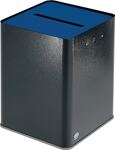 Papiersammler 21,9l H420 verzinktes Stahlbl.pulv.antik-silber,Deckel blau VAR
