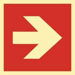 Brandschutzzeichen, NW-Nr.: 9000477579 Pfeil gerade B148xH148mm, rot/weiß nachleuchtend ASR A1.3/DIN EN ISO 7010, Folie selbstklebend  
