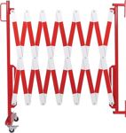 Scherengitter L4000xH1000mm m.Wandhalterung u.Rollenfuß rot/weiß