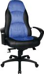 Chefsessel Kunstleder/Microfaser schwarz/blau m.Knie-Wipptechnik 420-500mm