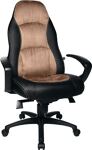 Chefsessel Kunstleder/Microfaser schwarz/hellbraun m.Knie-Wipptechnik 420-500mm
