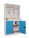 Sortierschrank H1950xB1000xT400mm 18Fächer 1Flügeltürenschr.1Ausziehbd.grau/blau