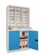 Sortierschrank H1950xB1000xT400mm 18Fächer 1Flügeltürenschr.1Ausziehbd.grau/blau