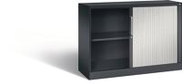 Rollladenschrank H897xB1200xT435mm schwarzgrau/ weißalu.1Fachböden