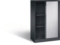 Rollladenschrank H1292xB800xT435mm schwarzgrau/ weißalu.2Fachböden