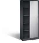 Rollladenschrank H1980xB800xT435mm schwarzgrau/ weißalu.4Fachböden C+P