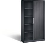 Rollladenschrank H1980xB1000xT435mm schwarzgrau 4Fachböden C+P