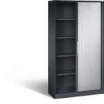 Rollladenschrank H1980xB1000xT435mm schwarzgrau/ weißalu.4Fachböden C+P