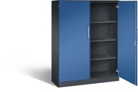 Flügeltürenschrank H1617xB1000xT435mm schwarzgrau/enzianblau 3 BD C+P