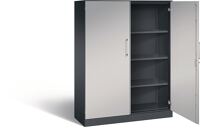 Flügeltürenschrank H1617xB1200xT435mm schwarzgrau/weißalu.3 BD C+P