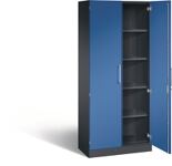 Flügeltürenschrank H1980xB800xT435mm schwarzgrau/enzianblau 4 BD