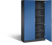 Flügeltürenschrank H1980xB1200xT435mm schwarzgrau/enzianblau 4 BD