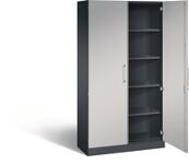 Flügeltürenschrank H1980xB800xT435mm schwarzgrau/weißalu.4 BD Schließfach