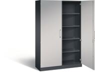 Flügeltürenschrank H1980xB1200xT435mm schwarzgrau/weißalu.4 BD Schließfach