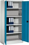 Flügeltürenschrank H1950xB1200xT400mm grau/blau 4BD 110Grad Türöffnung