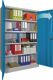 Flügeltürenschrank H1950xB1000xT500mm grau/blau 4BD Vollblechtüren 180Grad