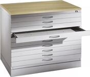 Flachablageschrank lichtgrau/lichtgrau H420xB1100xT765mm Anz.Schubl.5