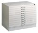 Flachablageschrank lichtgrau/lichtgrau H760xB1350xT960mm Anz.Schubl.10