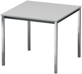 Stahlrohrtisch L800xB800xH720mm Vierkantrohr schwarz/chrom Platten-S.19mm grau