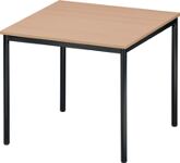 Stahlrohrtisch L800xB800xH720mm Vierkantrohr schwarz Platten-S.19mm Buchedekor