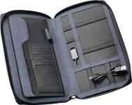 Reisemappe jeansblau m.Powerbank H28xB140xT242mm STYRO