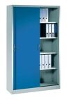 Schiebetürenschrank H1950xB1200xT400mm lichtgrau/enzianblau 4Fbd.
