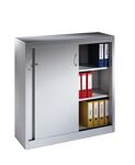 Schiebetürenschrank H1625xB1200xT400mm lichtgrau/enzianblau 3Fbd.m.Abdeckplatte