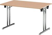 Klapptisch B1200xT700xH725mm Ahorn 25mm Kufen,ger.Gestell Stahl,D.32mm verchr.