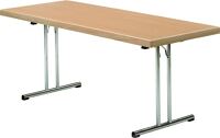 Klapptisch B1800xT700xH725mm Ahorn 20mm Kufen,ger.Gestell Stahl,D.32mm verchr.