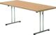 Klapptisch B1400xT700xH725mm grau 20mm Kufen,ger.Gestell Stahl,D.32mm verchr.