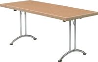 Klapptisch B1600xT700xH725mm Ahorn 20mm Kufen,geb.Gestell Stahl,D.32mm verchr.