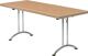 Klapptisch B1600xT700xH725mm grau 20mm Kufen,geb.Gestell Stahl,D.32mm verchr.